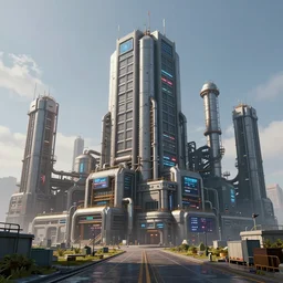 an epic 3 d render of a massive cyberpunk factory building, by fvckrender and visualdon, trending on instagram
