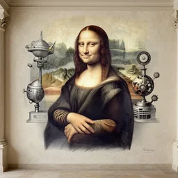 a leonardo davinci sketch of an infinite creativity machine, mural, panorama, extremely detailed