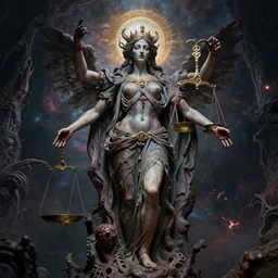 incarnation of truth, justice and beauty, photorealistic, detailed photography, divinity, awful, cosmic horror, religious art