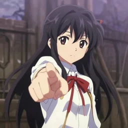 furude rika from umineko pointing at the camera dramatically