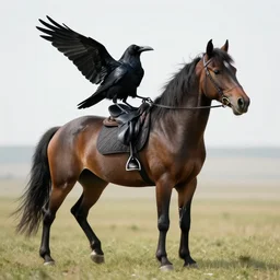 a raven and horse chimera