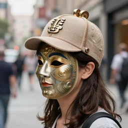 a high quality photo of a the back of woman wearing a cute toaster hat in the street, by saul leiter, mask, ultradetailed, intricate, insanely beautiful, photography, award winning photo, extremely bright day