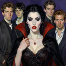 a portrait of a female vampire, style by ismail inceoglu, wadim kashin, benedick bana, aleksander rostov and ashley wood