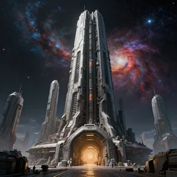 highly detailed cinematic scifi render of a 3 d sculpt of a military cyberpunk john harris subway tunnel'aircraft carrier tower'megalithic tower structure city in space, beeple, halo, star wars, eve, ilm, star citizen, halo, mass effect, high tech industrial, artstation unreal, dramatic powerful nebula, 4 k, 8 k, hd