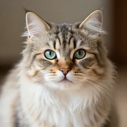 a portrait of a very fluffy cat