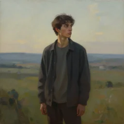 a painting that captures the feeling of being lost in thought, a figure standing in front of a vast landscape, staring off into the distance, hyper detailed, digital art, trending in artstation, cinematic lighting, studio quality, smooth render