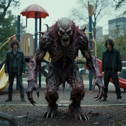 hyperrealistic documentary footage of creepy berserk monster entity creature designed by kentaro miura, junji ito, gantz, hideo kojima, wayne barlowe, creeping in ominous toronto playground, scp historical archives. david lynchian atmosphere. deep aesthetics of weirdcore