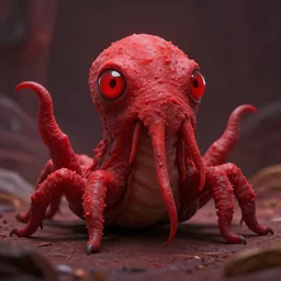 The Ohmu are large, red, slug-like creatures with multiple legs and large, red eyes. soft lighting, rendered in octane, masterpiece, very very very aesthetic.