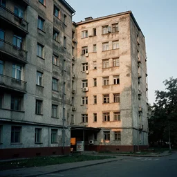 old soviet plattenbau cinematic light by gregory crewdson
