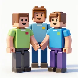 high quality 3d render of block figures looking like roblox figures helping each other, bright and fun colors, octane render, trending on artstation