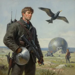 war of the worlds, an ultrafine detailed painting by john philip falter, austin briggs, cg society, american scene painting, dystopian art, american realism, academic art, movie poster, poster art