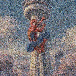 a wholesome illustration of Spiderman climbing the CN Tower, upshot, studio Ghibli,  Pixar and Disney animation, sharp, Rendered in Redshift and Unreal Engine 5 by Greg Rutkowski, Bloom, dramatic lighting