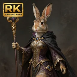 an anthropomorphic rabbit female wizard holding a staff, fine art, award winning, intricate, elegant, sharp focus, cinematic lighting, highly detailed, digital painting, 8 k concept art, art by guweiz and z. w. gu, masterpiece, trending on artstation, 8 k