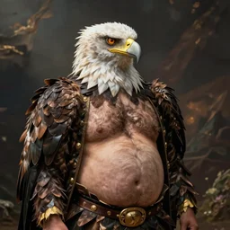 man with cheap eagle costume, hairy belly, cosplay bird - person eagle
