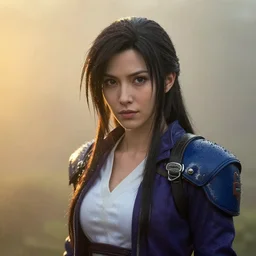 beautiful aerith gainsborough, face centered portrait, confident, fog, rain, volumetric lighting, beautiful, golden hour, sharp focus, ultra detailed, cgsociety by leesha hannigan, ross tran, thierry doizon, kai carpenter, ignacio fernandez rios _ c 9. 5