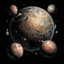 A ruined cosmos of broken planets by Daniel Sampere. DC Comics. Dark Crisis on Infinite Earths. 8K Resolution. Comic Illustration. HD. 16k resolution HD HDR