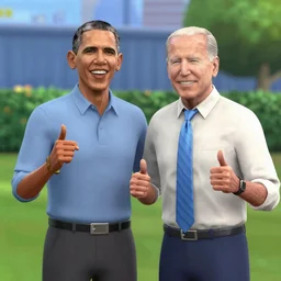 barack obama and joe biden in the sims 4, in game screenshot, 8 k resolution