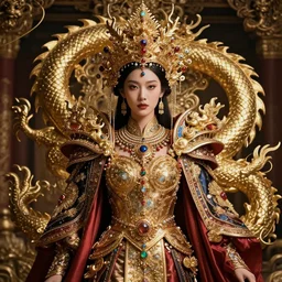 an extravagant elegant dragon empress portrait shot by android jones in visionary fineart style 8 k hyper ornated maximalist and very detailed.