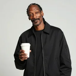 Snoop Dogg holding a coffee cup for a 1990s sitcom tv show, Studio Photograph, portrait, C 12.0