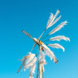 a wind turbine with feathers