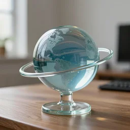 planet made out of glass on a desk