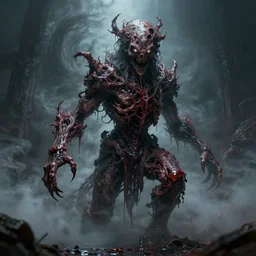 god of decay and rot, character design, scary, radiating with power, glowing eyes, whirling death, disgusting, dripping, oily, decomposition, ghostly mist, scary, unreal engine, photorealistic H 960