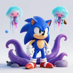Sonic the Hedgehog as Super Mario , tentacles, unnatural shapes, jellyfish, insect, octane render, 3d digital art by beeple, unreal engine 5, award winning