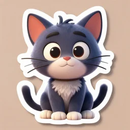 cartoon cat in pixar style, diecut sticker, high quality 5 render