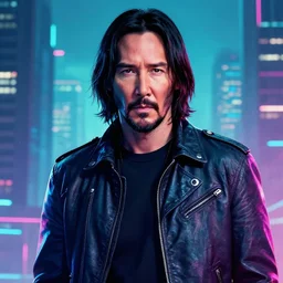 Keanu reeves in The future cyberpunk art style