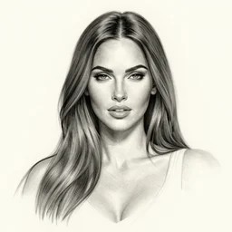a pen sketch of megan fox
