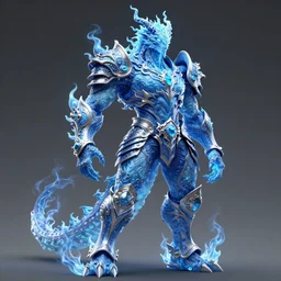 muscular and tall blue ghostly fire humanoid dragon!!!! draconian!! intricate ornate iridescent heavy armor!! character concept art, sharp focus, octane render! unreal engine 5! highly rendered!! trending on artstation!! detailed linework!! illustration by artgerm, wlop, and chie yoshii
