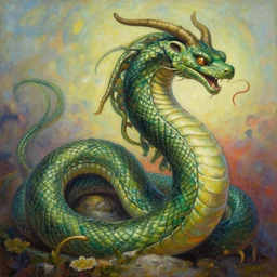 painting of a beautiful rendition of the mythical serpent hydra, greek mythology, illustration, artistic, colorful, hyper detailed, in the style of greg rutkowski,