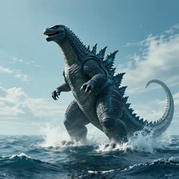 kaiju rising from the ocean, in the style of anish kapoor