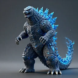 godzilla, standing, drooling blue lava, octane render, 3D