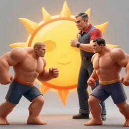 a war between 1000s of (Bodybuilder)Obama Hulks and the Sun by Beeple, 4K