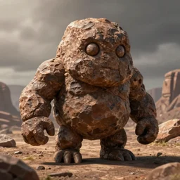 a brown rock golem, unreal engine, path tracing