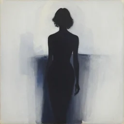 gouache painting, woman silhouette, centred, abstract, by joanne freeman, gary hume