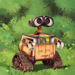 Wall-E in the style of studio ghibli