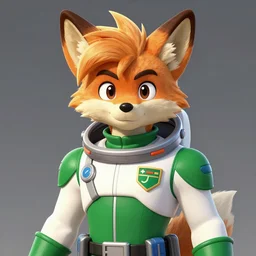 a portrait of fox mccloud from starfox wearing a white and green space cadet uniform, handsome eyes, artstation, concept art, furry furaffinity, fox mccloud
