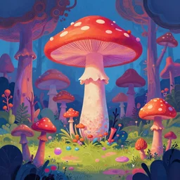beautiful wonderland digital illustration by ilya kuvshinov : 1 | colorful surreal psychedelic mushroom forest by beeple : 1