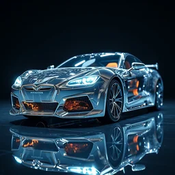 car made of glass reflections, led light, highly detailed and intricate, hdr, sharp focus, photography, unreal engine, trending on artstation, photorealistic, octane, trending on deviantart