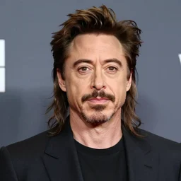 robert downey junior with very long hair