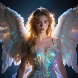 portrait art of female angel. art by alessio _ albi 8 k ultra realistic. angel wings. lens flare. atmosphere. glow. detailed. intricate. full of colour. led lighting. trending on artstation. 4 k. hyperrealistic. focused. extreme details. masterpiece