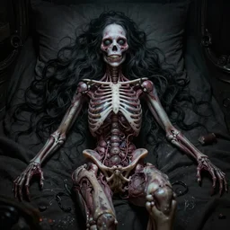 kerli koiv in sleepy hollow, full body, big two toned eyes, teeth gritted, horror, intricate details, cinematic, epic, realistic, anatomy, tomer hanuka, uplight, artstation, photorealistic, scary