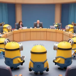 hyperrealistic film still of the minions in the un security council, stunning 3 d render, dim volumetric cinematic lighting, 8 k octane comprehensive render, extremely hyper - detailed, incredibly lifelike attributes, intricate, real flesh texture, masterpiece