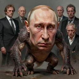 vladimir putin, anthropomorphic bald prehistoric reptile, putin chimera, toothless, horror, macabre by donato giancola and greg rutkowski and wayne barlow and zdzisław beksinski, realistic face, digital art