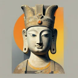portrait of an ancient deity, in the style of herbert bayer