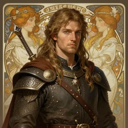 A full portrait of an ancient nordic scout, intricate, elegant, highly detailed, digital painting, artstation, concept art, smooth, sharp focus, illustration, art by Krenz Cushart and Artem Demura and alphonse mucha