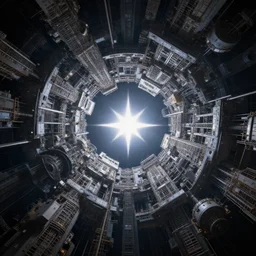 a star hidden by a gigantic artificial megastructure, highly detailed artwork, digital art