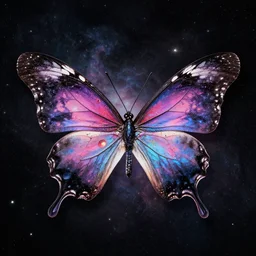cosmic nebula butterfly by Ed Hardy, matte background, horizontal symmetry